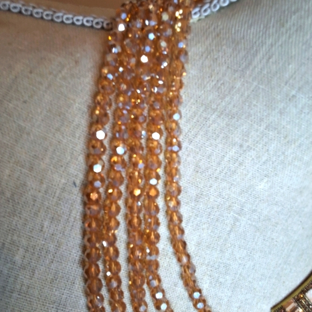 Heidi Daus Champagne Crystal Art Deco Style Necklace And Bracelet - Picture 11 of 16